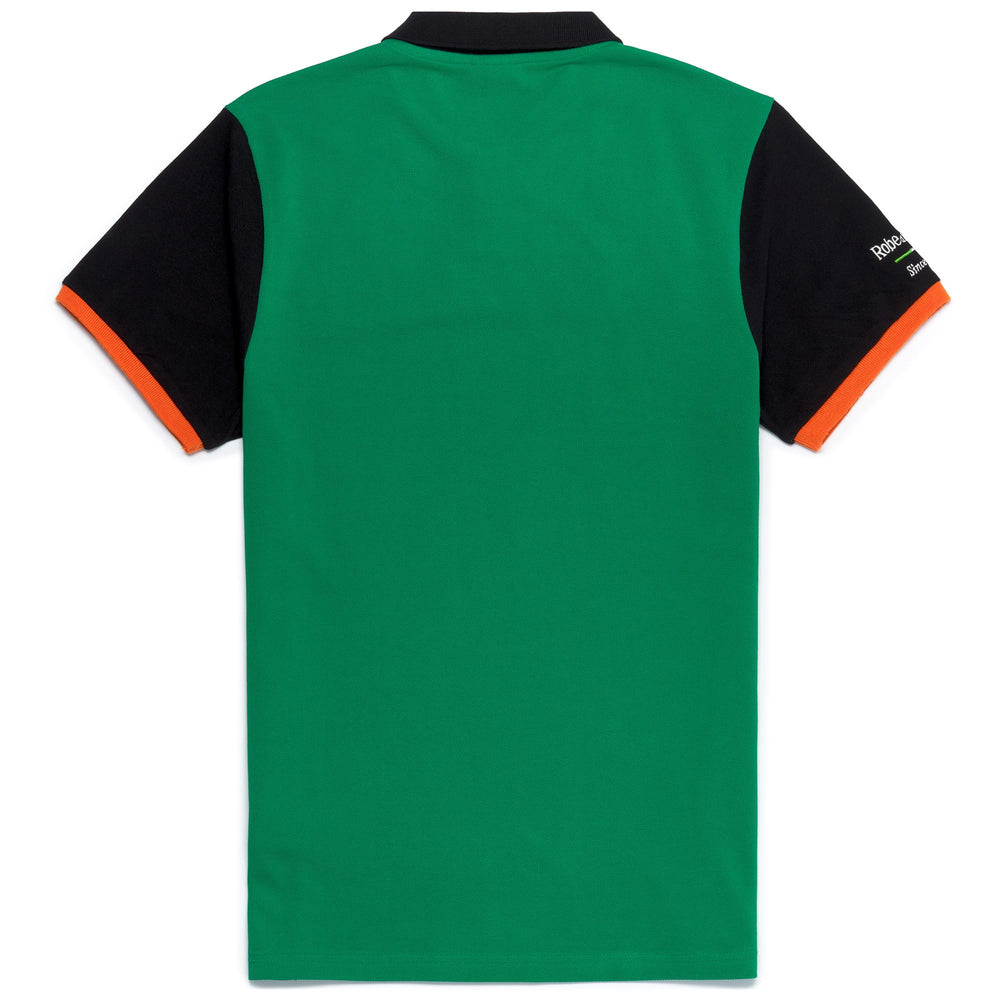 Polo Shirts Man EROI  POLO VENEZIA Polo GREEN TEE-BLACK-ORANGE Dressed Front (jpg Rgb)	