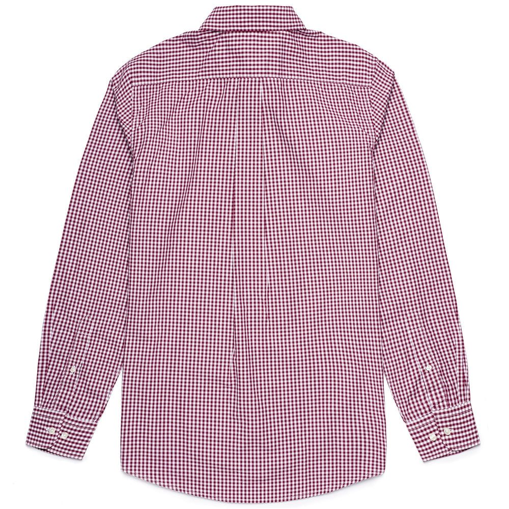 SHIRTS Man NEW WANLEY Button  Down WHITE-RED DAHLIA CHECKED Dressed Front (jpg Rgb)	