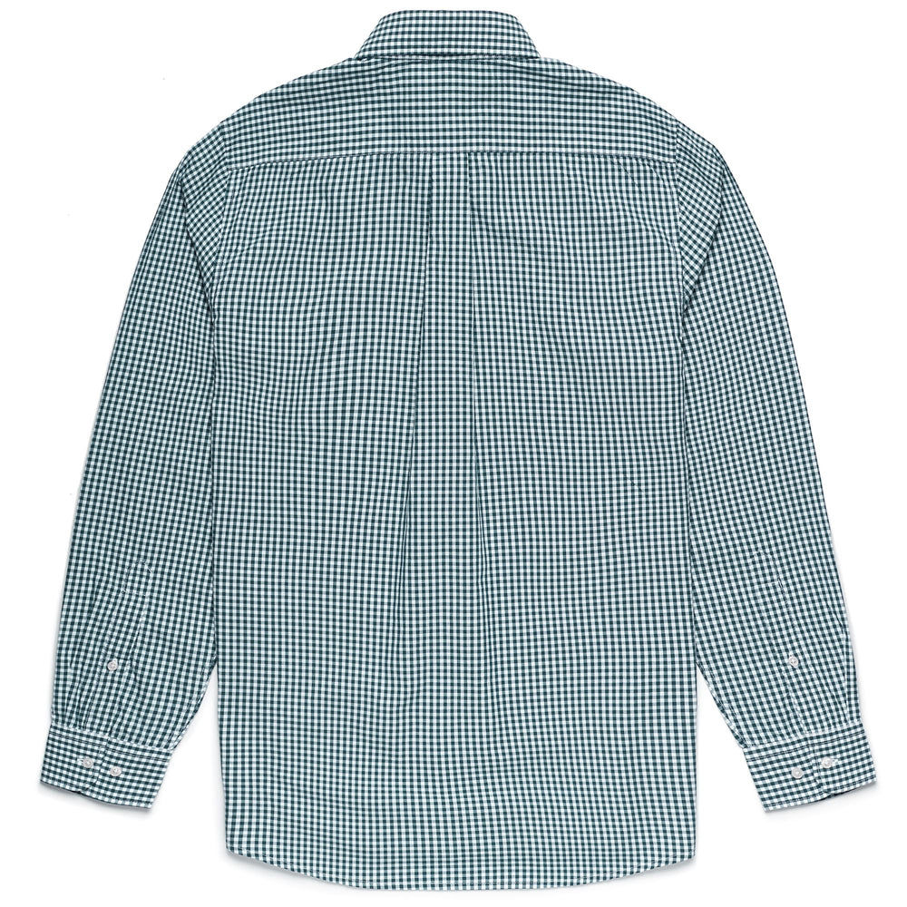 SHIRTS Man NEW WANLEY Button  Down WHITE-GREEN TREKKING CHECKED Dressed Front (jpg Rgb)	