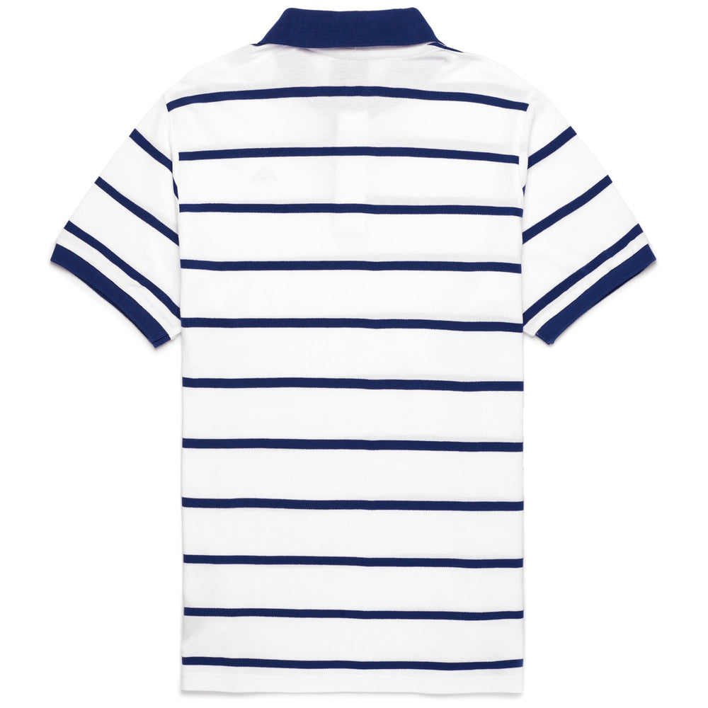 Polo Shirts Man AGAPIOS Polo WHITE - BLUE TWILIGHT Dressed Front (jpg Rgb)	
