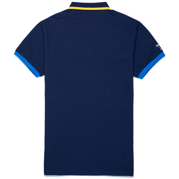 Polo Shirts Man EROI POLO TORINO Polo BLUE NAVY-WHITE-YELLOW Dressed Front (jpg Rgb)	
