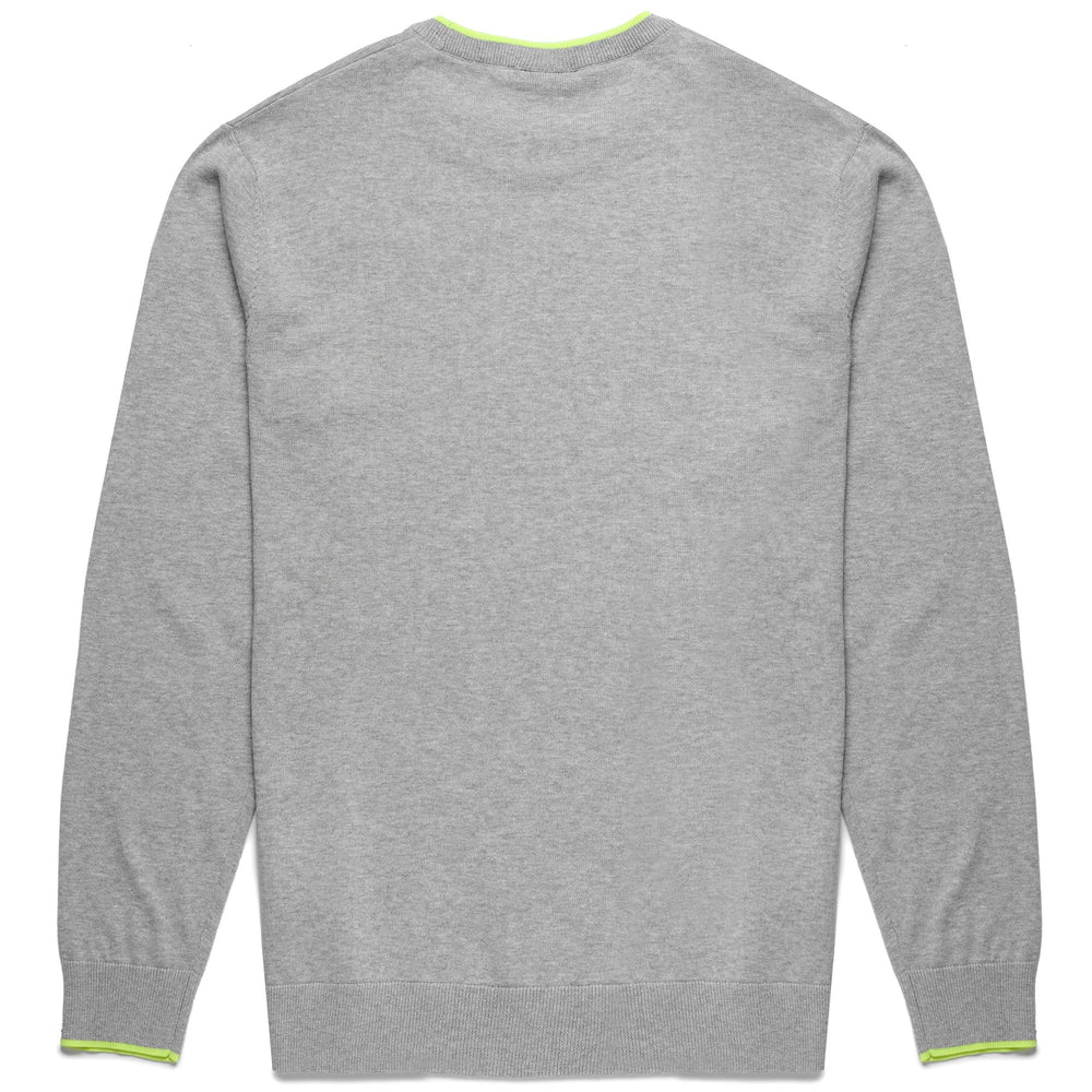 KNITWEAR Man FLUOKNIT Pull  Over GREY MEL-GREEN LIME PUNCH Dressed Front (jpg Rgb)	