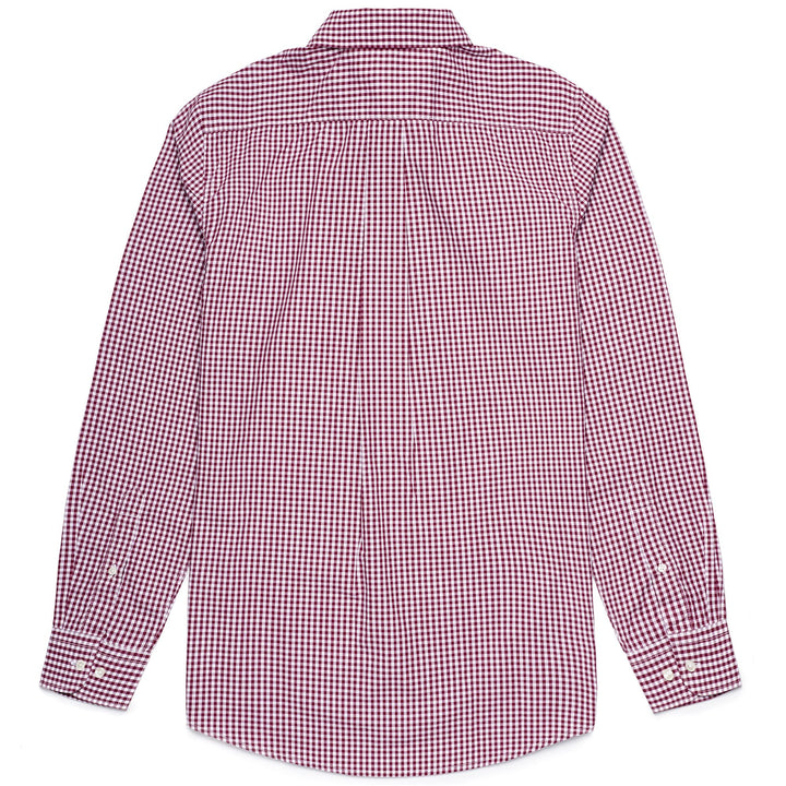 SHIRTS Man NEW WANLEY Button  Down WHITE-RED DAHLIA CHECKED Dressed Front (jpg Rgb)	