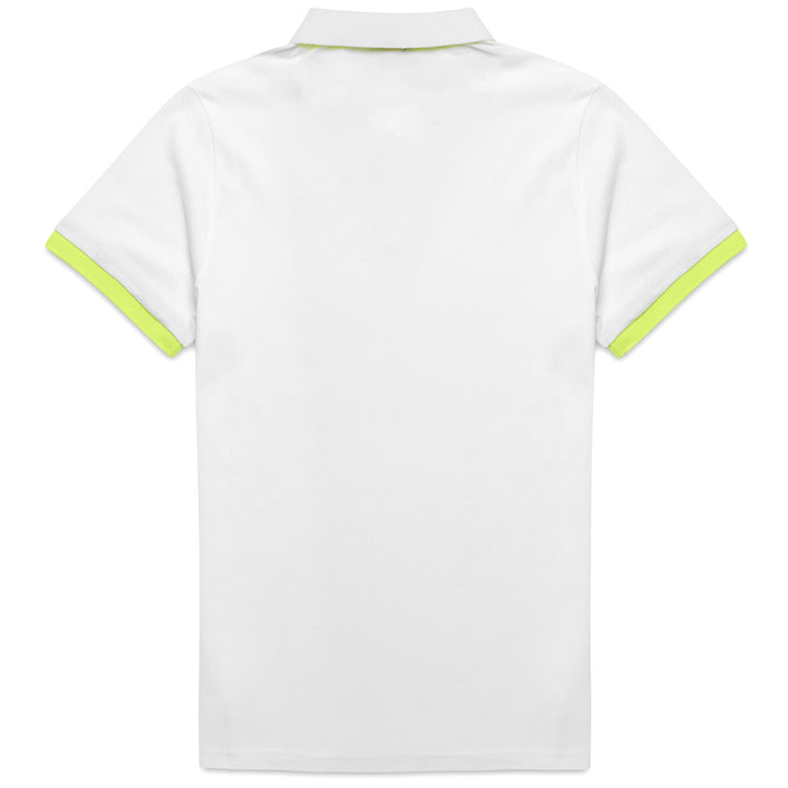 Polo Shirts Man ENDER FLUO Polo WHITE - GREEN LIME PUNCH Dressed Front (jpg Rgb)	