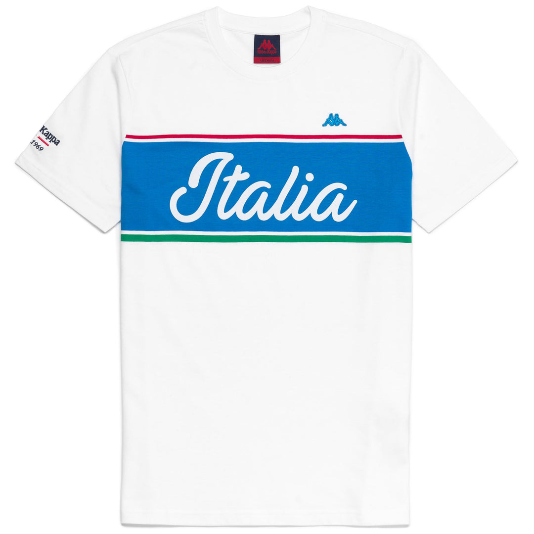 T-ShirtsTop Man EROI  TEE ITALIA STRIPED T-Shirt WHITE - BLUE BRILLIANT - RED TANGO - GREEN Photo (jpg Rgb)			