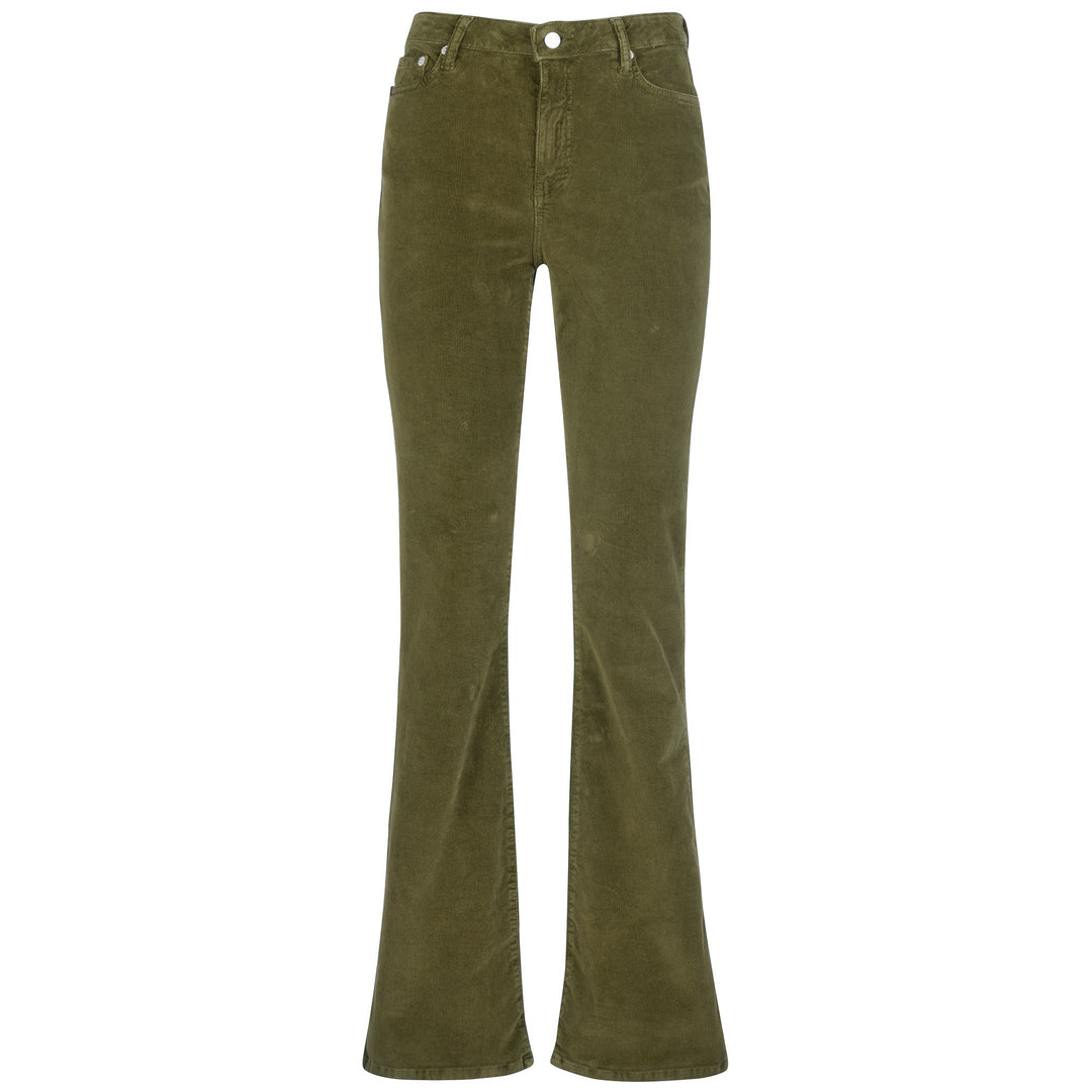 Pants Woman flare corduroy 5 Pockets Green Deep Olive | robedikappa Photo (jpg Rgb)			