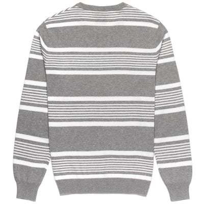Knitwear Man ASTERIOS Pull  Over GREY MD - WHITE Dressed Front (jpg Rgb)	
