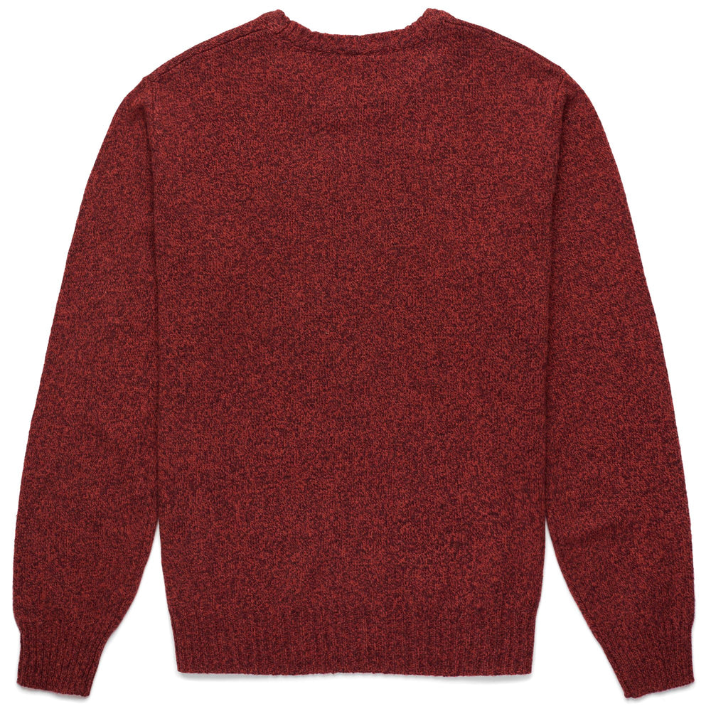 Knitwear Man FRITZ Pull  Over RED DAHLIA - BROWN PIQUANT Dressed Front (jpg Rgb)	