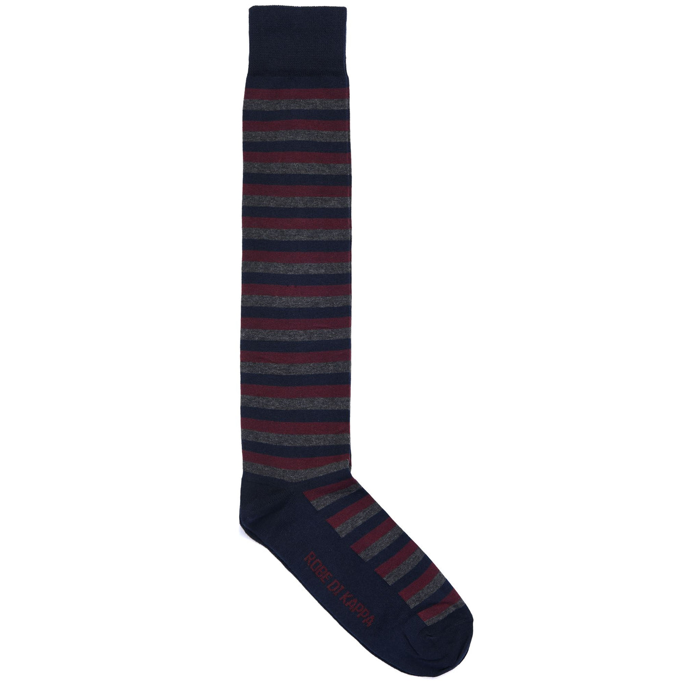 Socks Man AIDAN Knee High Sock Blue Navy-Red Dahlia-Grey Charcoal striped | robedikappa Photo (jpg Rgb)			