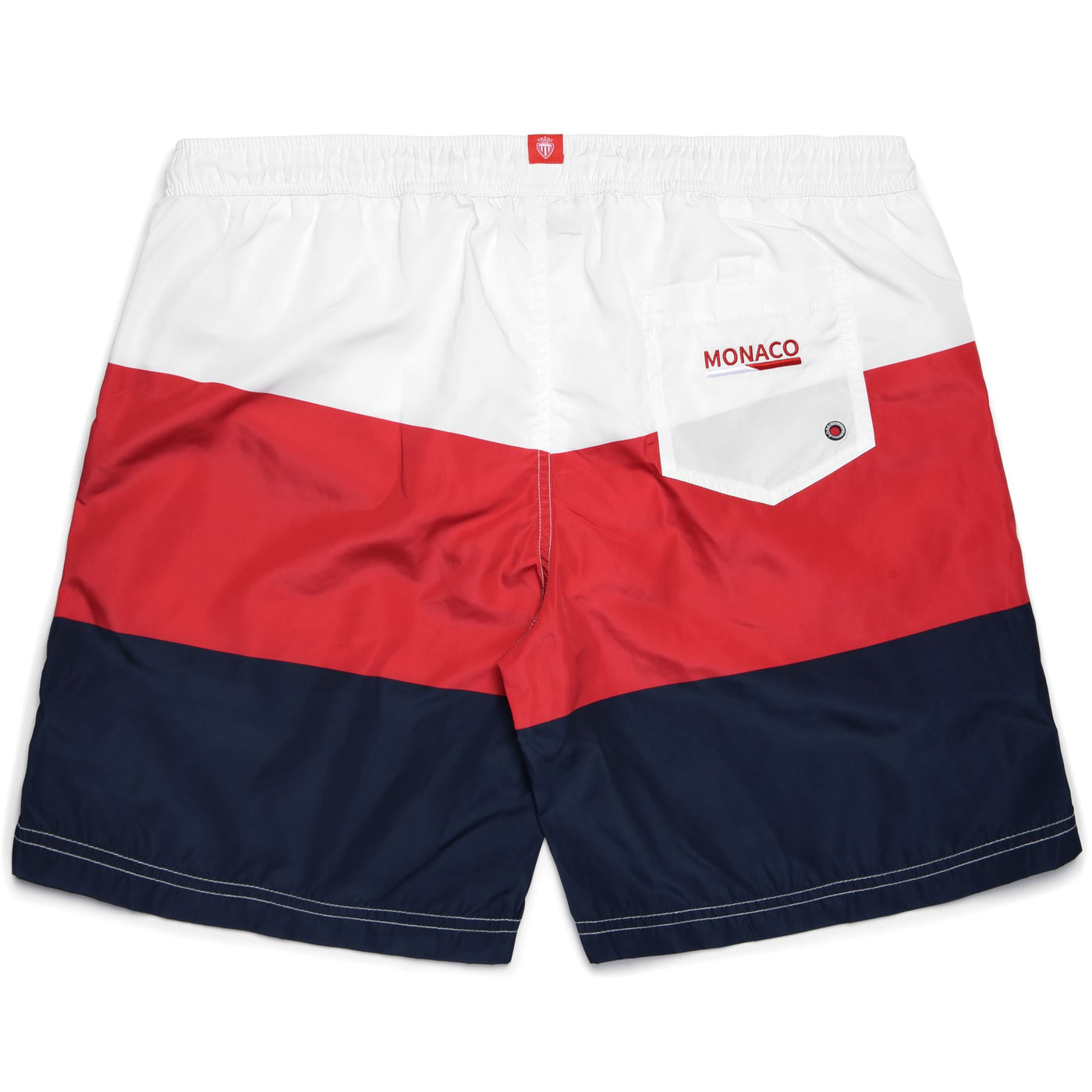 Bathing Suits Man CUSCO MONACO Swimming Trunk WHITE - RED - BLUE NAVY Dressed Front (jpg Rgb)	